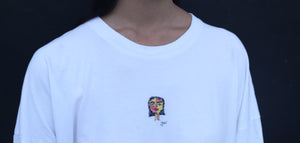 Cleo Unisex Tee with JW Artwork / hand embroidery