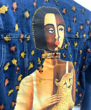 Cheetah & Diamonds / Hand painted Denim Jacket