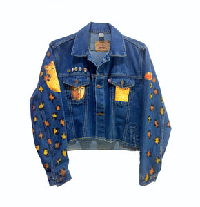 Cheetah & Diamonds / Hand painted Denim Jacket